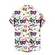 thumbnail image 3 of Mens Casual Botón Arriba Camisas Manga Corta Estampado de Carnaval Cuello Cubano Línea Mirar Verano, 3 of 6