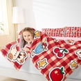 thumbnail image 3 of Manfei Kawaii Cherry Print Full Size Comforter Sets,Cartoon Animals Bedding Comforter Set,Red,Pink Reversible,3 Pieces,1 Comforter and 2 Pillowcases, 3 of 7