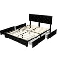 thumbnail image 5 of Full Size Black PU Leather Button Tufted Platform Bed with 4 Storage Drawers, 5 of 5