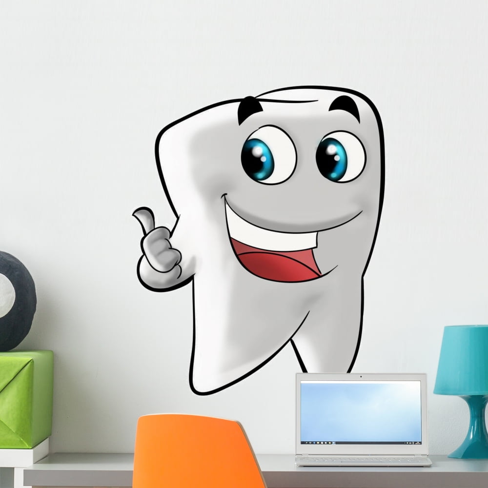 Smiling Molar Tooth Wall Decal Mural by Wallmonkeys Vinyl Peel and