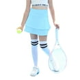 thumbnail image 2 of Langwyqu Solid Color Girls Sport Tennis Athletic Skorts Running Ruffle Skirt With Pocket For Kids 4-13 Years, 2 of 5