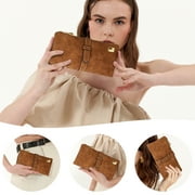 Vegan PU Leather Wallet, TSV Long Wallet with Multi-Cards for Women, Slim Bifold Purse, Card Holder with Snap, Brown