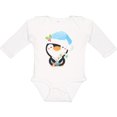 thumbnail image 3 of Inktastic Cute Christmas Penguin in Blue Hat Boys or Girls Long Sleeve Baby Bodysuit, 3 of 5