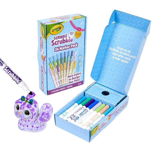 Set de Rotuladores Crayola para Mascotas Scribble Scrubbie, 24 Unidades, Lavables. Ideal Niños, Rellenos Medias