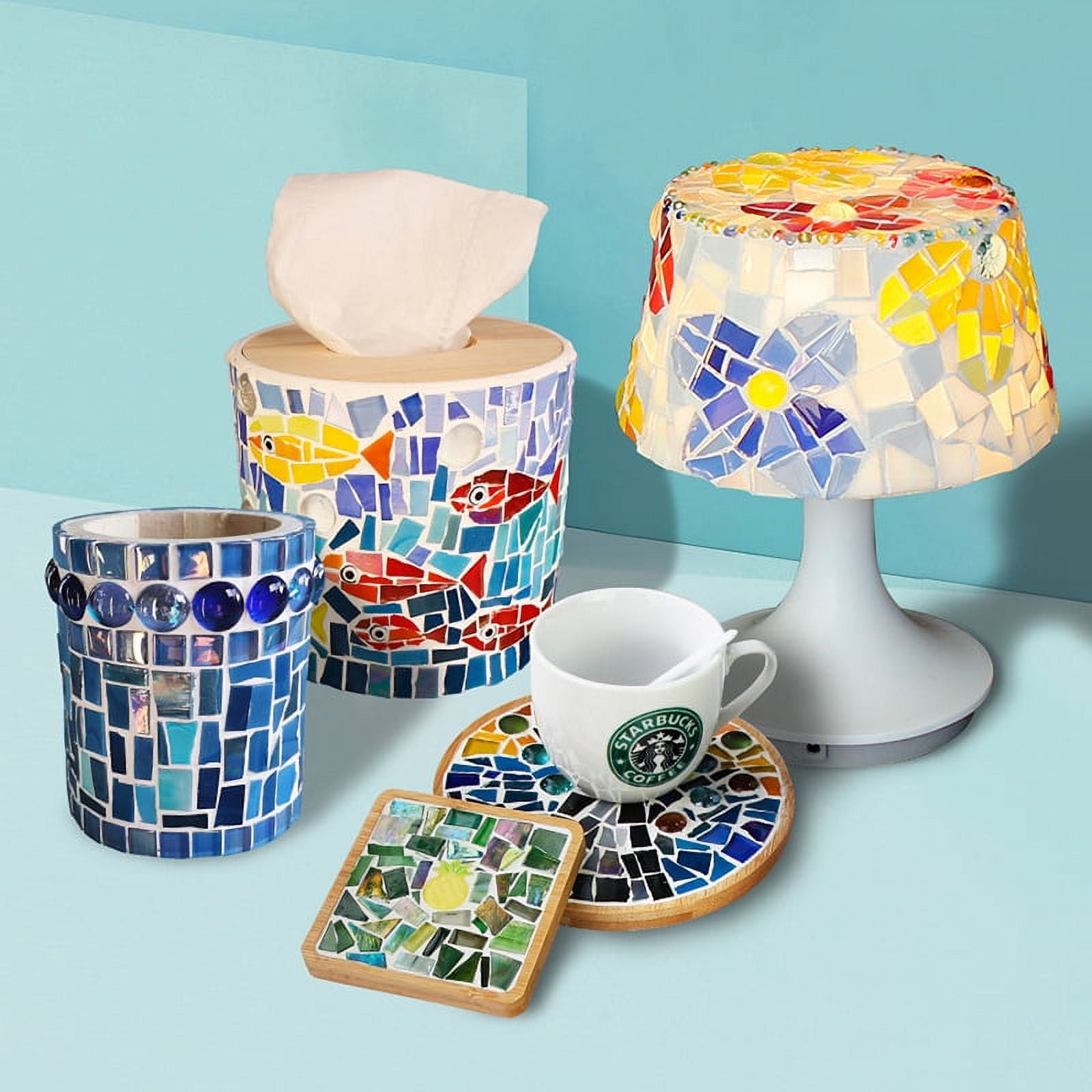 Mixed Colors Irregular Glass Mosaic Tiles for Crafts - Pre-Cut Assorted Colors & Shapes Mosaic Glass Pieces - Dark color series