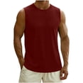 thumbnail image 3 of Jinhomg Men's Sleeveless Tank Top Round Neck Casual Muscle Vest Tee Soft Stretch Breathable Summer Tank Undershirt for Men Wine,L, 3 of 7