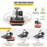 BENTISM Heat Press Machine 5 in 1, 15X15 Combo Digital Multifunctional Sublimation Heat Transfer Machine, 360 Degree Rotation Swing Away Heat Press for Printing T Shirts Hat Mug Cap Plate 1050W