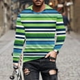 thumbnail image 2 of UVEASISHA Long Sleeve Tee Shirts for Men Crewneck Casual Striped Graphic Tees Active Workout Muscle T-Shirt Big and Tall Hipster Streetwear Tops Green XXL, 2 of 6