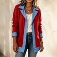 thumbnail image 6 of Feancey Lightweight Blazer Jackets for Women Denim Patchwork Collared Suit Jacket Single Breasted Open Front Blazers Business Casual Office Jackets Red M, 6 of 8