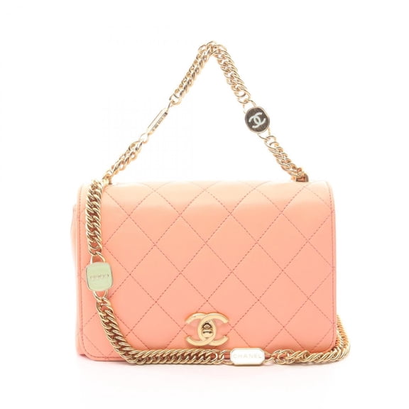 Pre-Owned Chanel Matelass 2-Way Shoulder Bag/Handbag, Lambskin Leather, Women's, Orange Tone