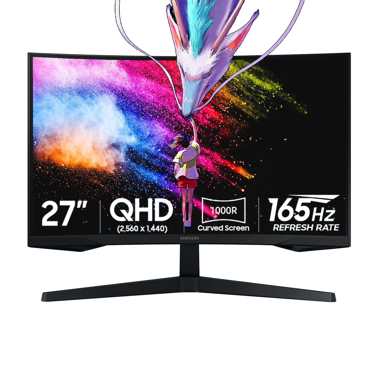 Samsung 27” Odyssey G5 QHD Gaming Monitor | 165Hz, 1ms | 1000R Curved VA Panel | AMD FreeSync, HDR10 | Minimized Eye Strain | w/Hdmi