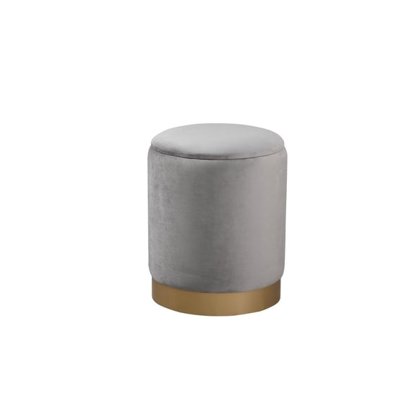 Pemberly Row 14" Round MDF Foam and Polyester Ottoman in Gray