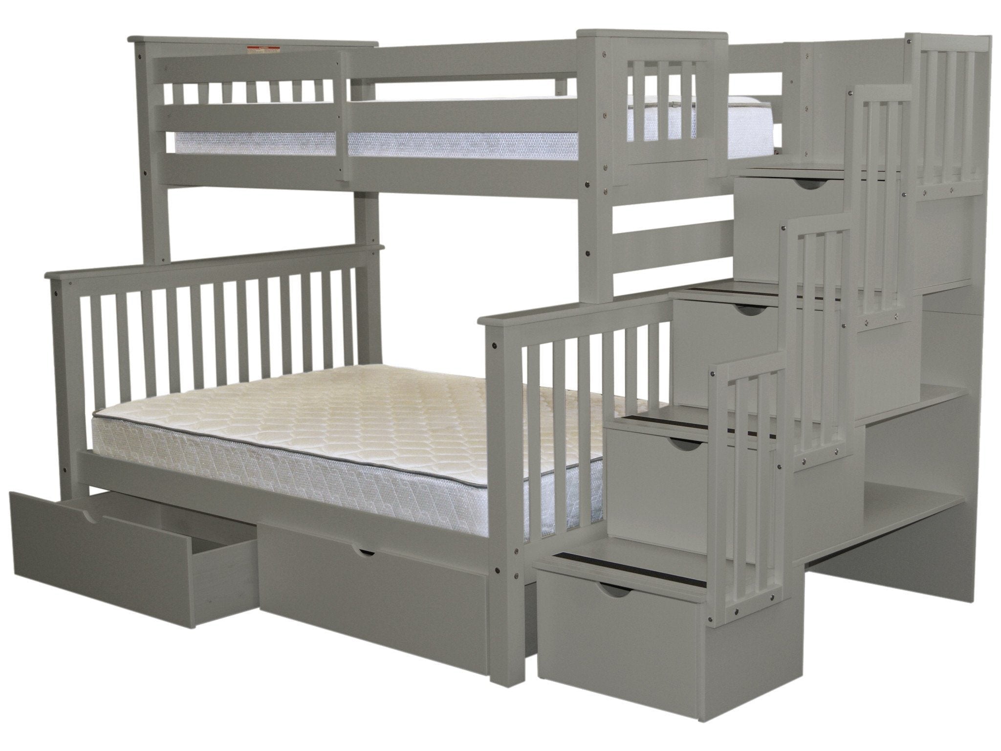 Bedz king stairway bunk beds twin over full with 4 2024 drawers in the steps and 2 under bed drawers