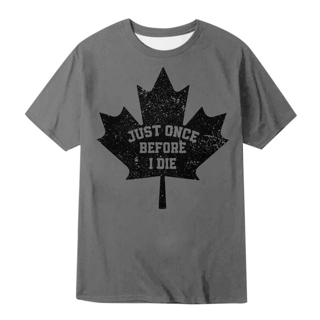 Ediodpoh Canadian Maple Leaf Vintage T Shirt Tops for Men Trendy Grey XXL