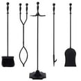 thumbnail image 3 of Shop4Omni Black Wrought Iron Fireplace Fire Pit Toolset - 5-piece Tool Set, 3 of 9