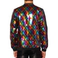 thumbnail image 3 of INSPIRE CHIC Sequin Jacket for Men's Zip Up Long Sleeves Party Disco Sparkly Bomber Jacket 2XL Multicolor, 3 of 6