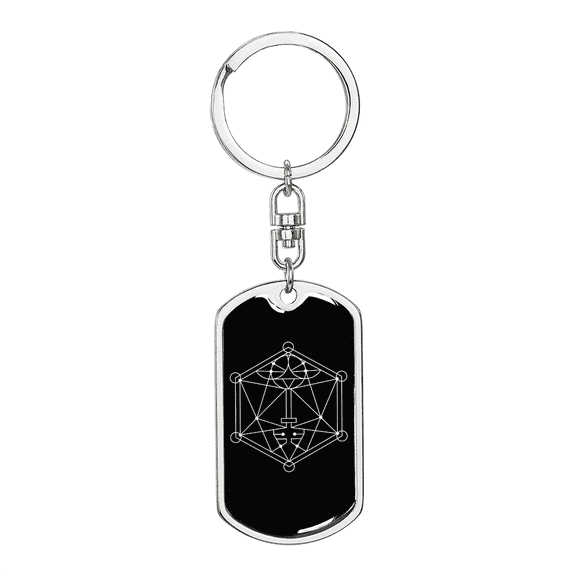 Sacred Geometry The Key Stainless Steel or 18k Gold Premium Swivel Dog Tag Keychain