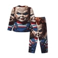 thumbnail image 2 of Lsque Chucky Pattern Long Sleeve Pajama Set for Women - Soft 2-Piece Sleepwear and Loungewear Set with Pockets, Comfy Nightwear, 2 of 8