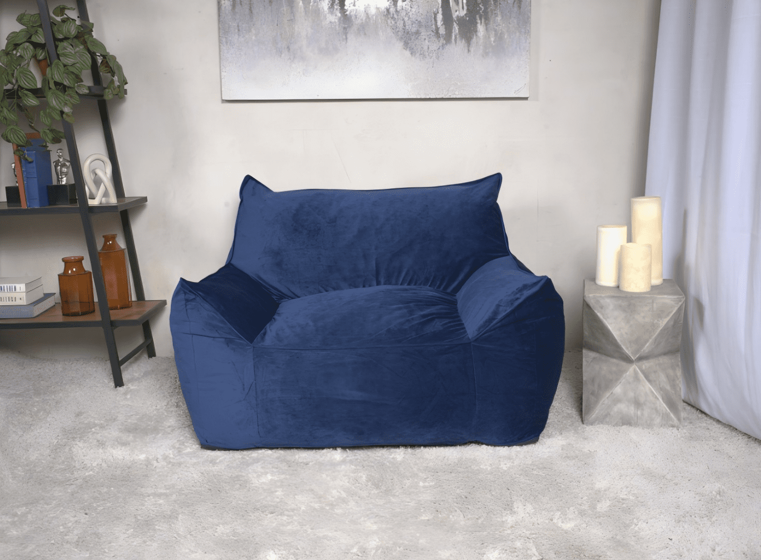 Aukfa Bean Bag Chair, Lazy Floor Sofa Couch for Adults Kids, Accent Sofa Chair for Gaming Reading Relaxing, Blue