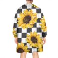 thumbnail image 2 of Black White Checker Sunflower Pattern Wearable Oversized Blanket,Wearable Blanket Hoodie for Adults,Cozy Hooded Blankets with Super Pockets,Super Warm Fuzzy Pullover for Women & Men, 2 of 6