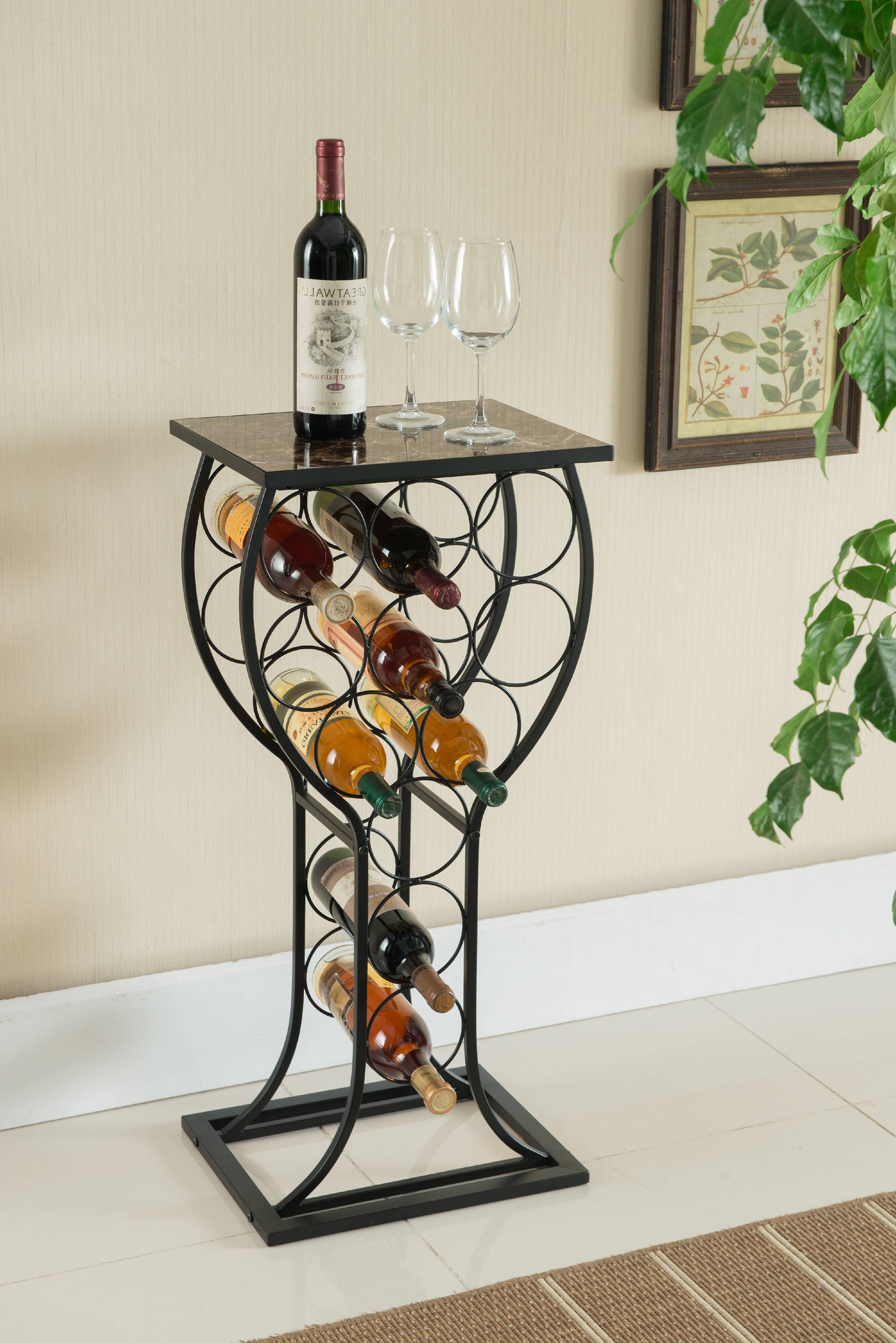 Wrought Iron Annabel 6 Bottle Metal Wine Rack for Tabletop or Countertop by KitchenEdge Free Standing Black
