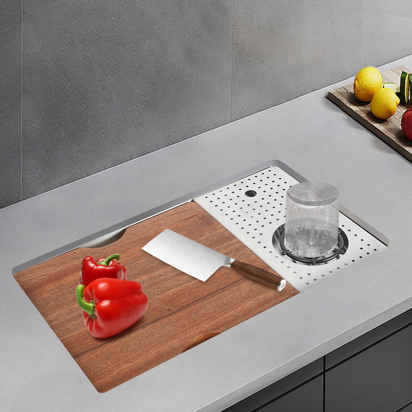Wildnix 304 Stainless Steel Kitchen Sink with 3 Compartments, Utility Drainer, Cup Washer, Chopping Board, and Overflow Holes for Easy Cleaning