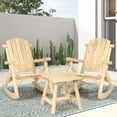 thumbnail image 7 of 3-Piece Outdoor Wood Rocking Bistro Set, Adirondack Rocker Chair Set with 2 Rockers and 1 Coffee Table, Patio Wooden Conversation Set for Garden, High Fanned Back & Slatted Seat, Natural, 7 of 7