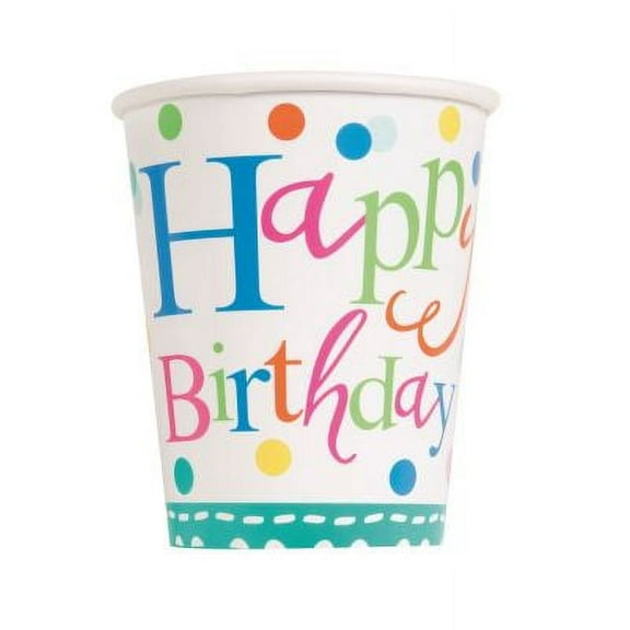 9oz Paper Confetti Cake Birthday Cups, 8ct