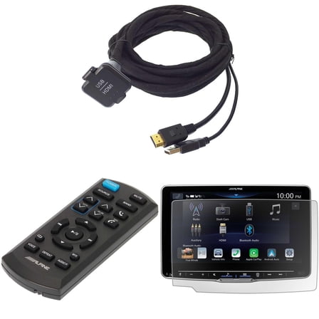 Alpine KCU-315UH USB / HDMI Extension Cable & KAE-HF9DA Anti-Reflective Screen Protector for iLX-F509, RUE-4360 Wireless Remote Bundle