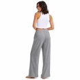 thumbnail image 2 of Wrongduck Women's Wide Leg Pants High Rise Flowy Trousers with Pockets, Wrinkle Resistant Casual Work Business Lounge Pants, 2 of 6