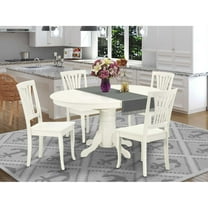 East West Furniture Avon 5-piece Wood Dining Set with Oval Table in Linen White