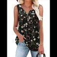 thumbnail image 1 of Camisetas de Tirantes de Verano para Mujer, Sin Mangas, Holgadas, Estilo Henley, con Botones, para Combinar con Leggings, Blusa Plisada Informal. Color 5XL, 1 of 7