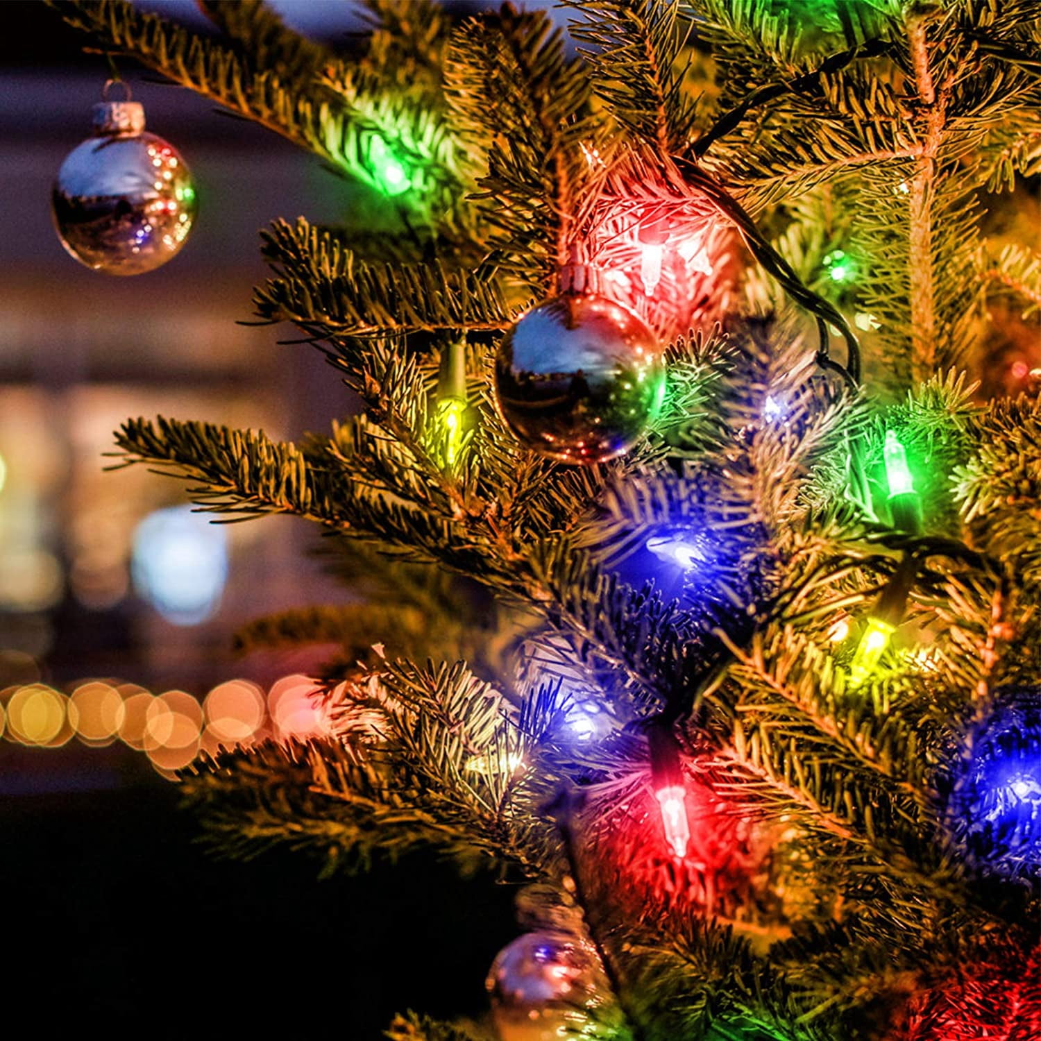 50-Count Christmas Lights, 2 Pack Battery Powered Mini String Lights 16FT 8 Lighting Modes Indoor Xmas Wreath Lights for Christmas Tree Decoration Outdoor Garden Party Wedding Decor(Multicolor)
