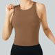 thumbnail image 4 of Tops Verdes Oscuros para las Mujeres Alta Elasticidad Nervadura sin Costuras Top Deportivo con Acolchado, Tops de Punto Blanco para las Mujeres, 4 of 9