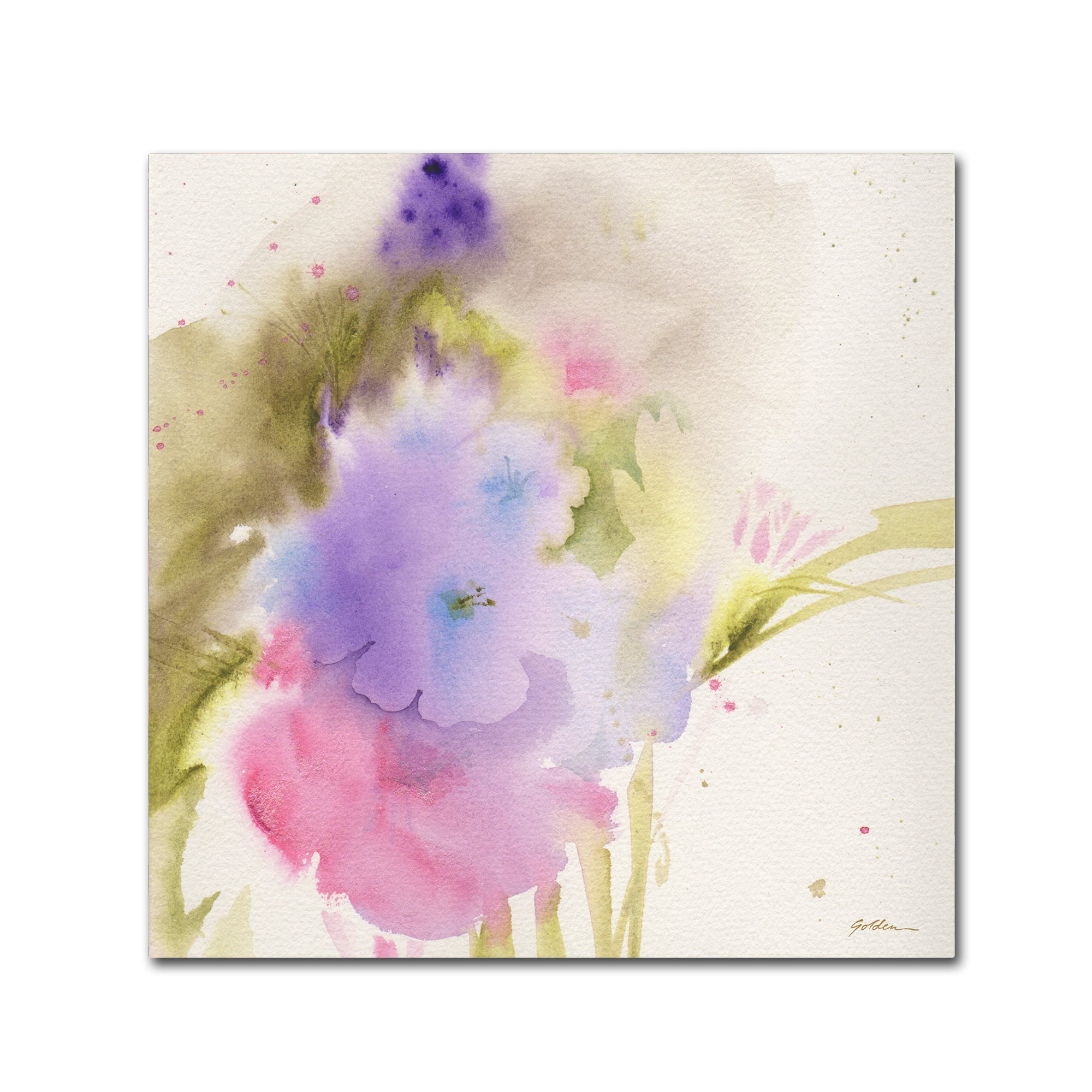 Sheila Golden 'Purple Blooming' Huge Canvas Art 35 x 35