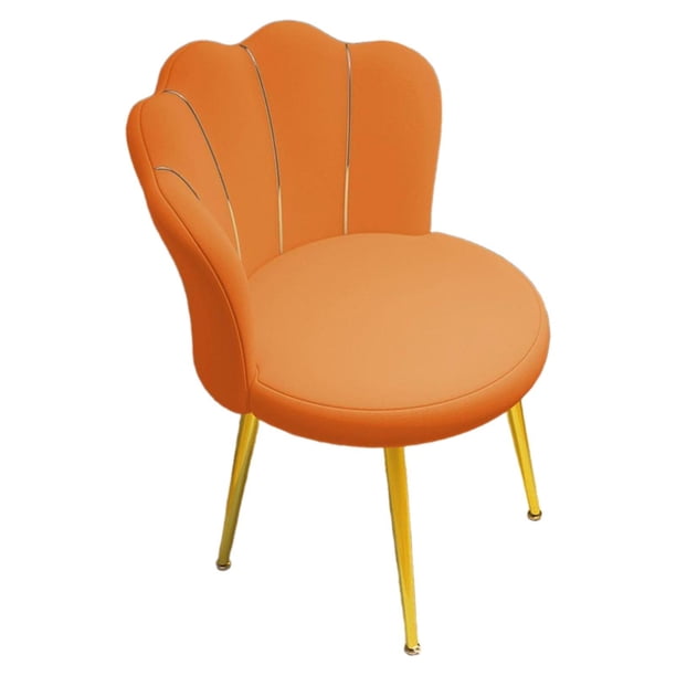 Silla de tocador ligera de lujo, silla de comedor suave con patas doradas, silla de maquillaje para comedor, cafetería, muebles de dormitorio Naranja