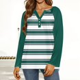 thumbnail image 5 of Hearthz Women Long Sleeve Tops Color Block V-Neck Button Henley Tops for Women Cotton Fall Fitted Basic Tee Raglan Sleeve Tops for Women, 5 of 5