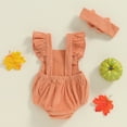 thumbnail image 6 of My First Halloween Baby Girl Outfit Newborn Corduroy Pumpkin Bubble Romper Bodysuit Overalls With Headband Cute Fall Clothes Sets, 6 of 8