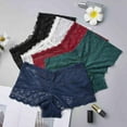 thumbnail image 2 of Women Mid-waist Lace Boxer Briefs Solid Color Anti-Lighting Lace Panties Transparent Hollow Out Boyshorts, 2 of 10