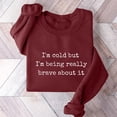 thumbnail image 3 of Weikingp Women's I'M Cold Graphic Sweatshirt Oversized Sweatshirt Plain Crewneck Sweatshirts Mother Sweatshirt Loose Casual Long Sleeve Pullover Fall Winter Tops Red S, 3 of 6