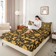 thumbnail image 4 of jejeloiu Vintage Baroque Flower Bed Sheets,Gothic Damask King Sheets,Orange Black Sheet Set For Adults,Microfiber Bedroom Decor,4pcs, 4 of 7