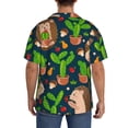 thumbnail image 5 of Gaeub Cute Hedgehogs Cactus Blue Men's Lapel Short Sleeve Shirt, Relaxed Fit Shirt, Soft and Breathable for Outdoors Party Travel - 4X-Large, 5 of 7
