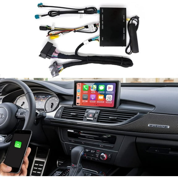 Road Top Wireless Carplay Android Auto Retrofit Kit for Audi A6 A7 2012-2018 with MMI 3G , Support Mirror Link, AirPlay, Bluetooth, Rear Camera, Original Control