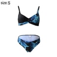 thumbnail image 2 of Traje de baño de dos piezas con escote en V y estampado de leopardo sexy para mujer - Azul, 2 of 6
