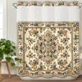 thumbnail image 3 of Boho Floral No Hook Shower Curtain Waterproof, Bathroom Curtains with Snap in Liners and See Through Top Window, Modern Abstract Ethnic Tribal Patterns Hotel Style Bathtub Curtains Shower 72"Wx78"L, 3 of 8