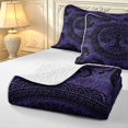 thumbnail image 4 of Homewish Retro Tree Of Life Twin Quilt Set,Bohemian Damask Twin Coverlet Set,Black Purple,Black Reversible,2 Pieces, 4 of 7