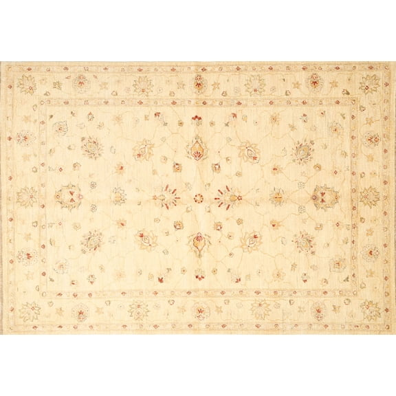 Ahgly Company Machine Washable Indoor Rectangle Traditional Sun Yellow Area Rugs, 5' x 7'