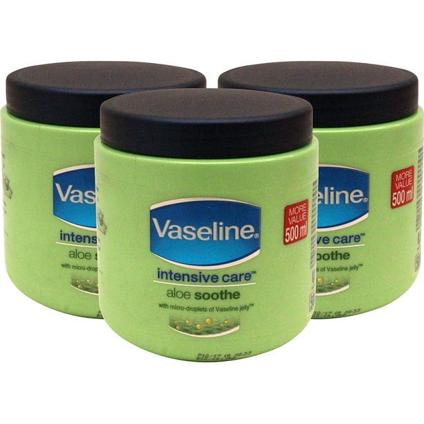 Vaseline Intensive Care Aloe Soothe Body Lotion Jar, With Vaseline Jelly, 500 Ml (Pack of 3