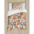 thumbnail image 3 of Colorful Duvet Cover Set, Spiral Sugar Candys Lolly Pops Dessert Fun Girls Theme Print, Decorative 3 Piece Bedding Set with 2 Pillow Shams, Queen Size, Multicolor, by Ambesonne, 3 of 3