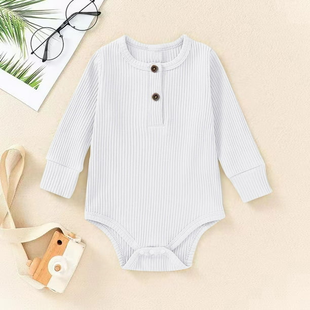 Ropa cómoda para bebés de color sólido, de manga larga, para gatear, de algodón para niños.
